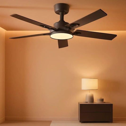 52 Inch Black Ceiling Fan With Remote Integrated Light from PriceLows™
