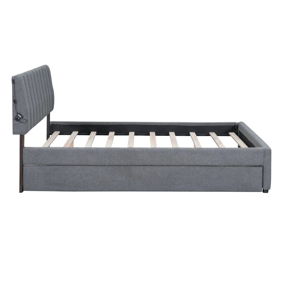 Upholstered Platform Bed | Trundle Included | Comfortable Design | 76 Inch Length