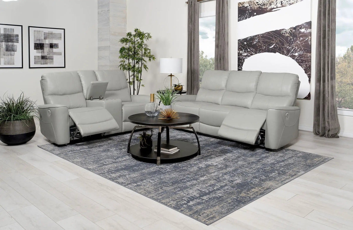 Greenfield 2-piece Power Reclining Sofa Set Dove | 2-Piece Set | Wood | Grey