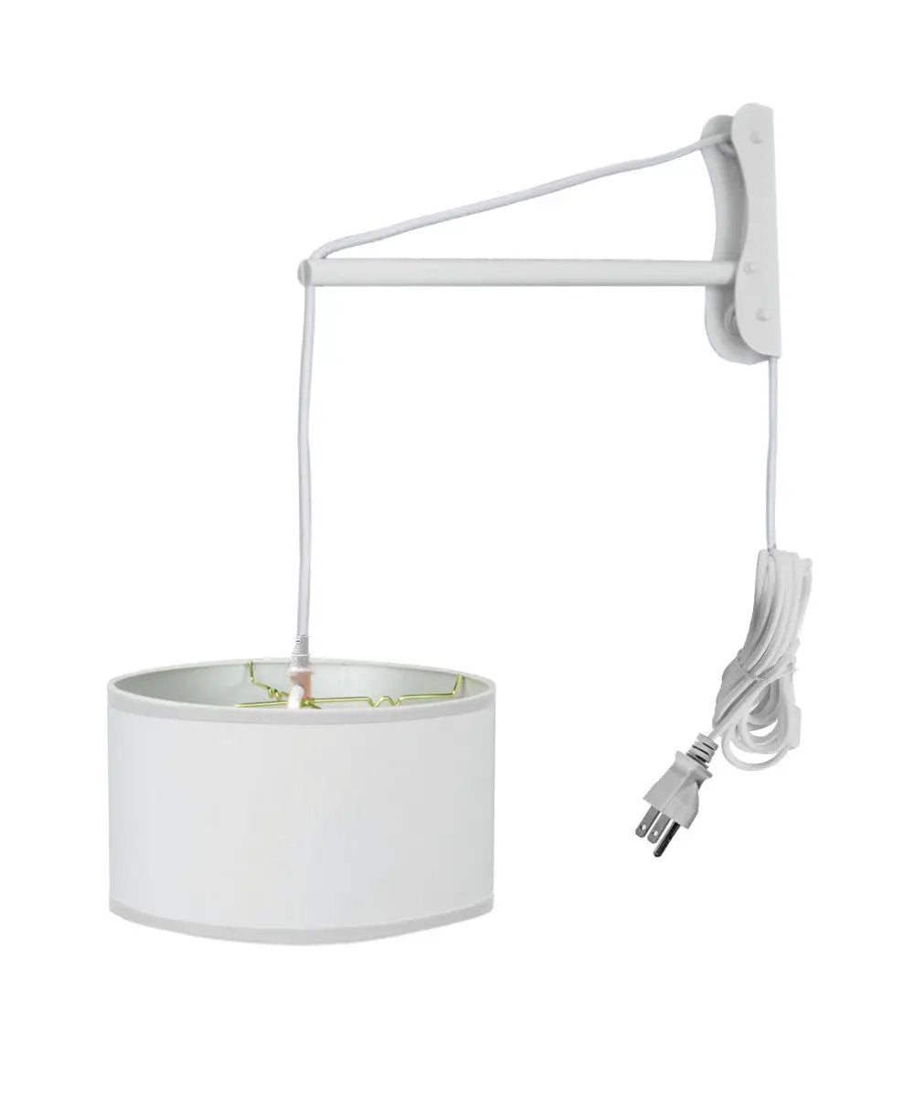 Plug In Wall Pendant | 2 Light White Cord | Linen Shade | 18X18X10In