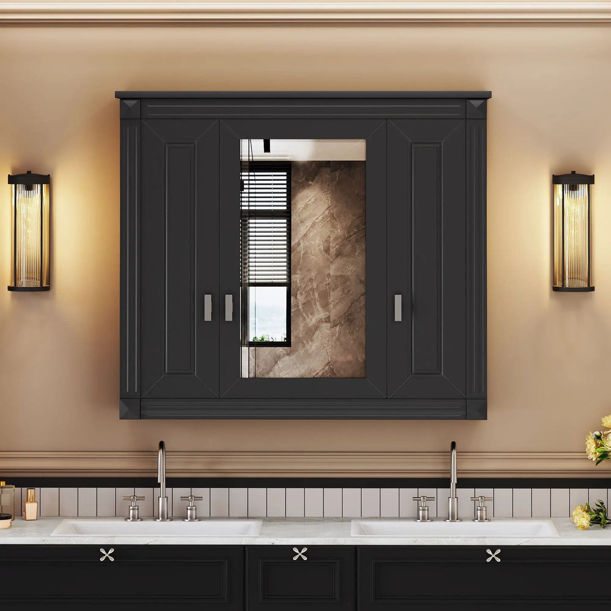 Wall Mounted Bathroom Cabinet | Mirror | 5 Shelves | Rectangular Design