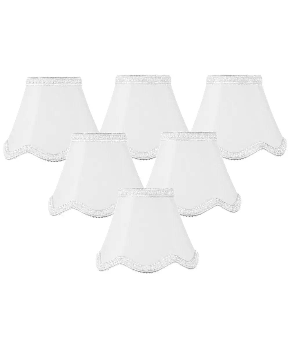 Clip On Candelabra Shades | White Scallop | Set Of 6 | 4W X 5H