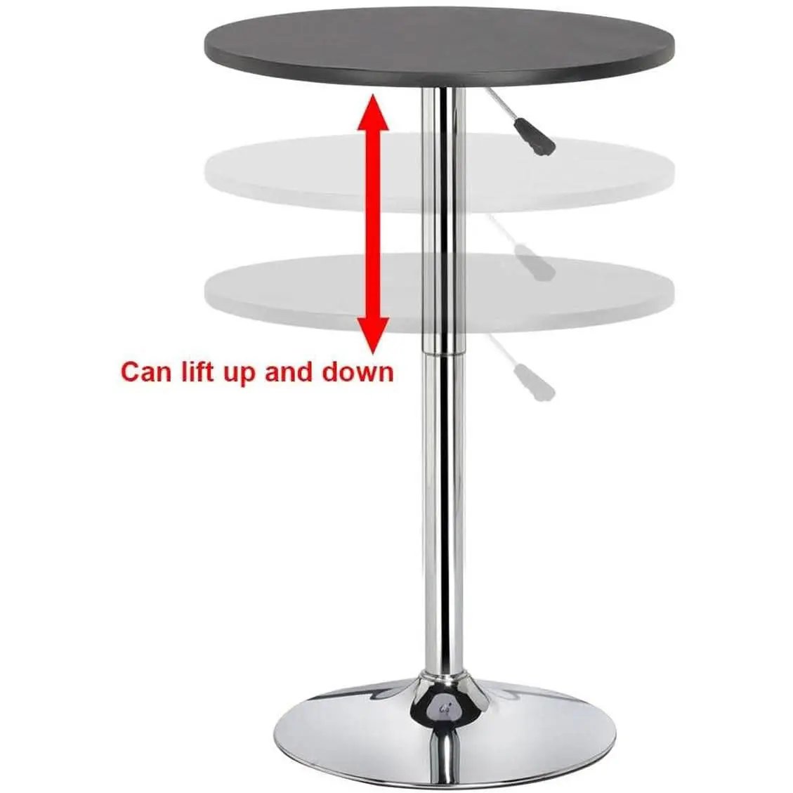 Black Bar Table With 360 Degree Swivel MDF Top Round from PriceLows™