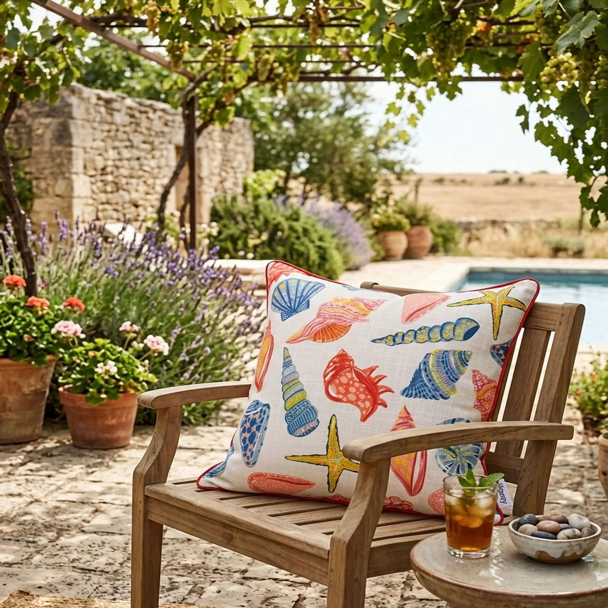 Square Coral Outdoor Pillows | Set Of 2 | 18 Inch Square | Weather-Resistant Polyester