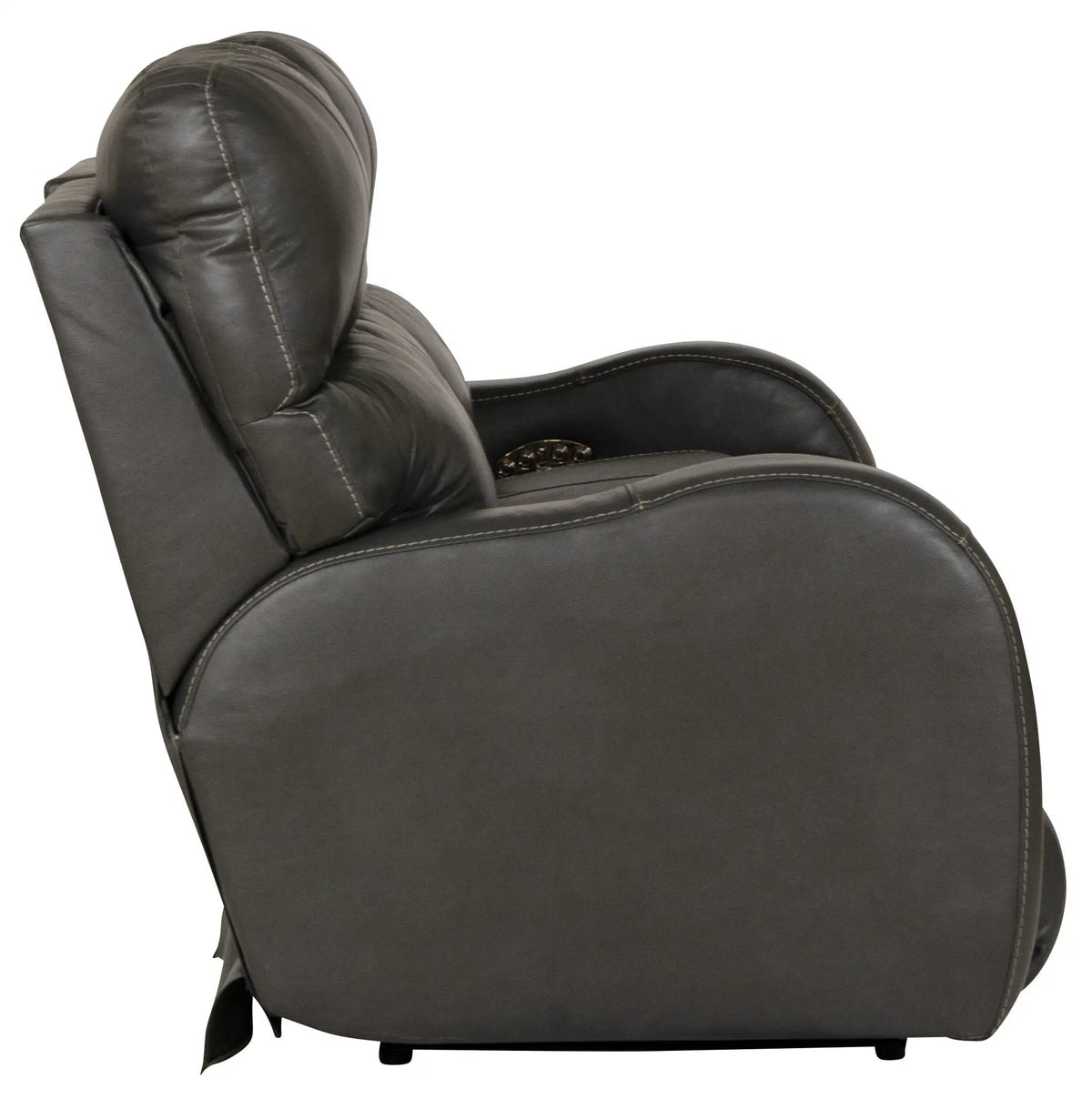 Power Reclining Sofa | Genuine Italian Leather | Lay Flat | Black Gunmetal