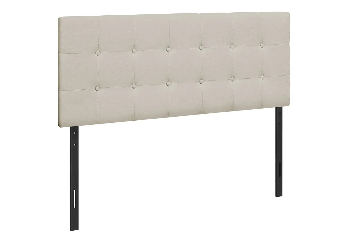 Full Size Upholstered Headboard | Beige | Button Tufted | Solid Wood And MDF Frame