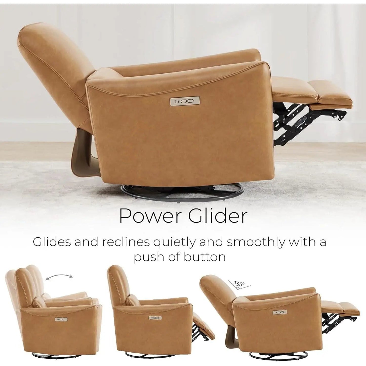 Power Recline Swivel Recliner With Lumbar Support For Living Room from PriceLows™