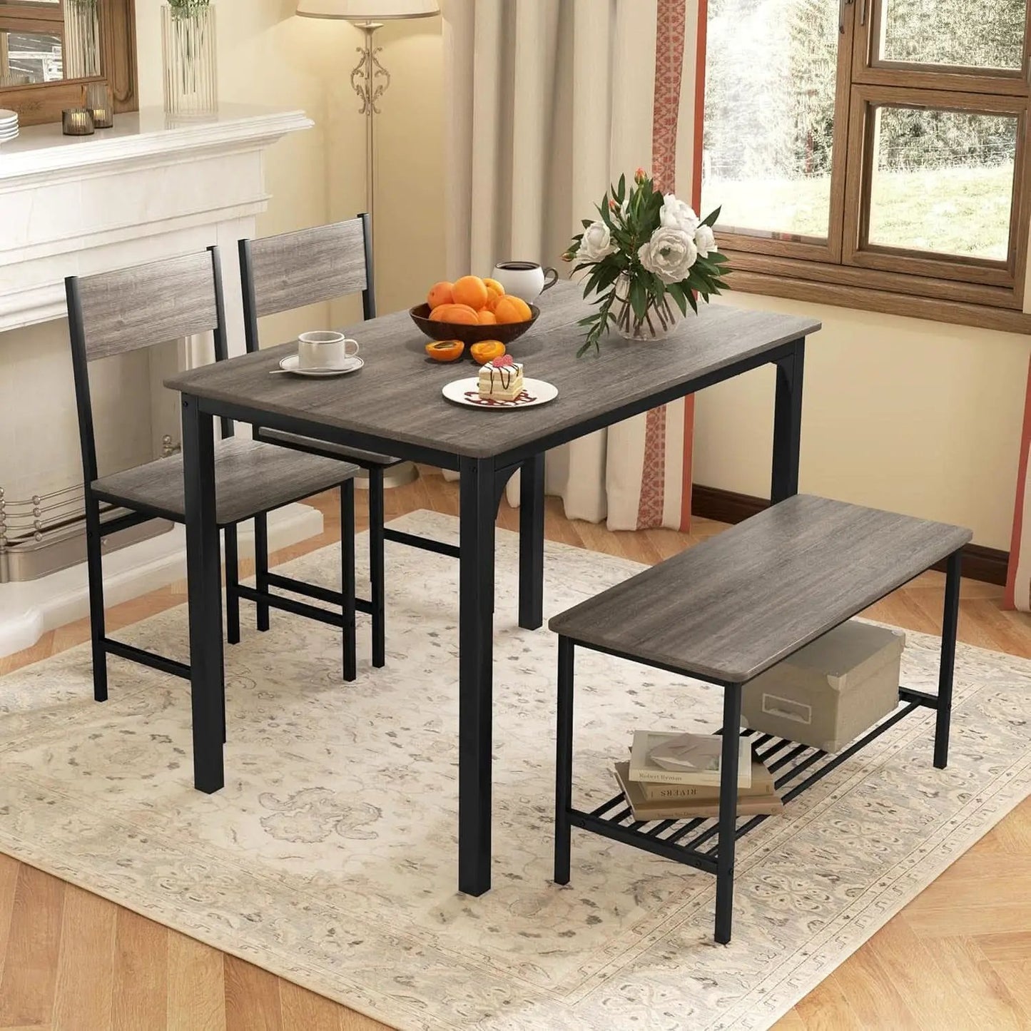 Stainless Steel Space Saving Dining Room Table Set Four from PriceLows™