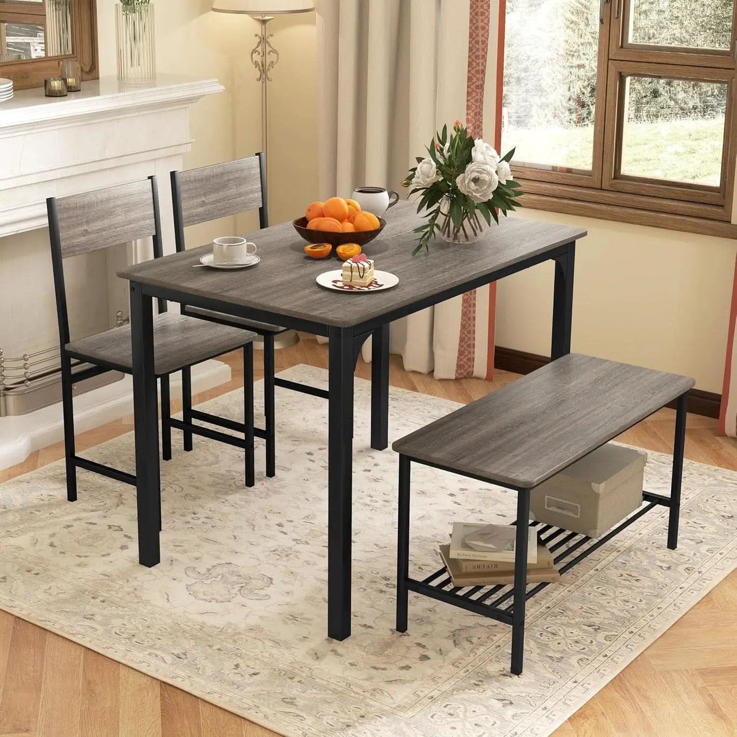 Stainless Steel Space Saving Dining Room Table Set Four from PriceLows™