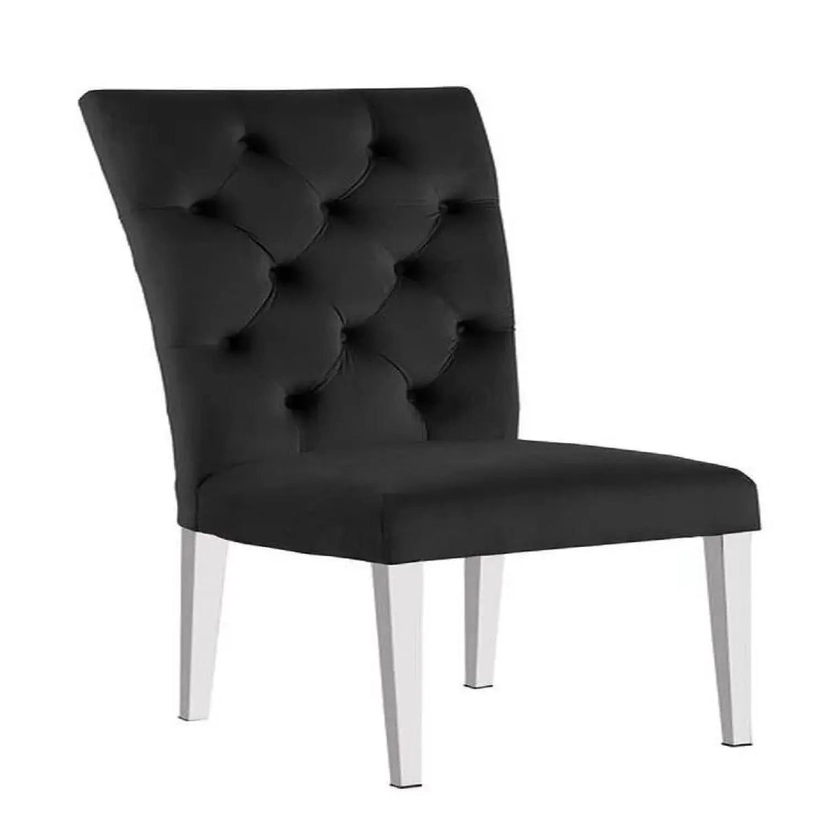 Tufted Dining Chair | Fabric Upholstery | Metal Base | Set Of Two