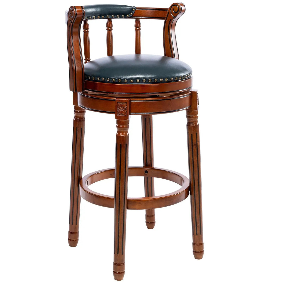 Swivel Bar Stool | Cow Top Upholstery | 360 Degree Swivel | Bar Height Chair With Back