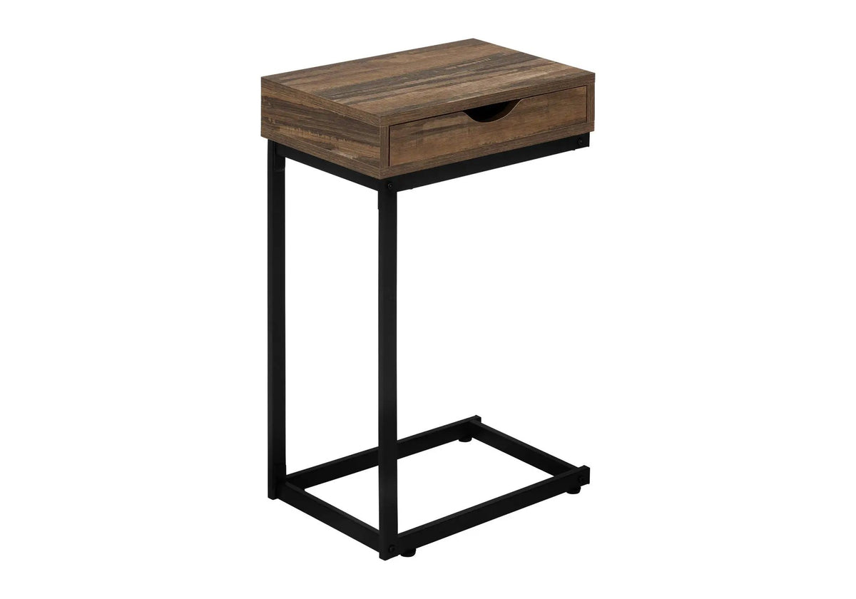C-Shaped Accent Table | Sturdy Metal Base | Thick Panel Top | Contemporary Design