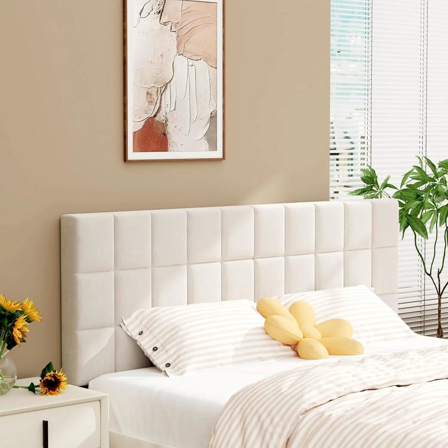 Velvet Tufted King Size Headboard with Adjustable Height from PriceLows™