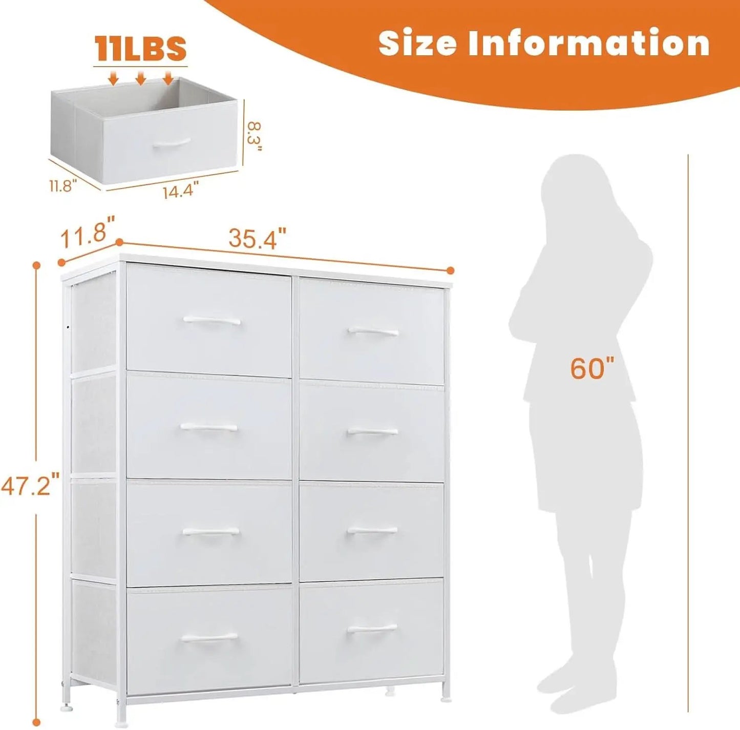 Fabric Dresser With Eight Compartment Bins WoodenTop from PriceLows™