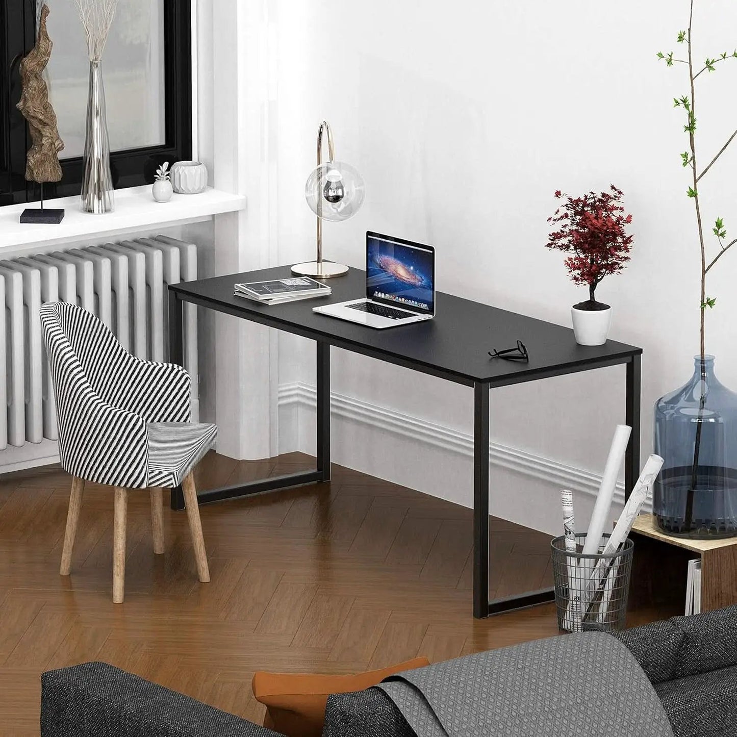55 Inch Black Computer Desk Powder Coated Steel Frame from PriceLows™