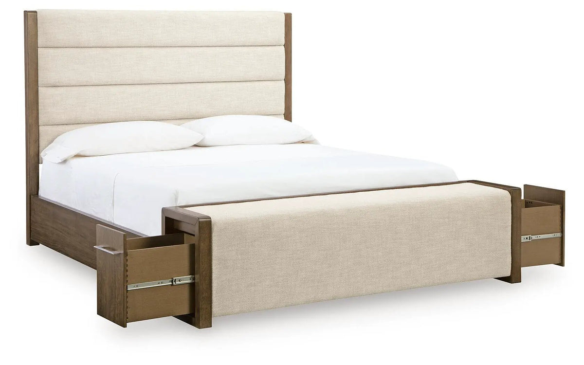 Upholstered Storage Bed | Contemporary Fabric | Integrated Drawers