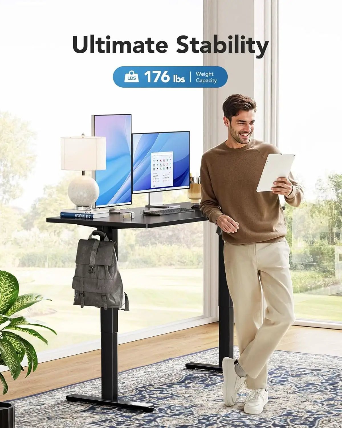 Electric Standing Desk 48x24 Inch Adjustable Height 4 Memory Settings Black from PriceLows™