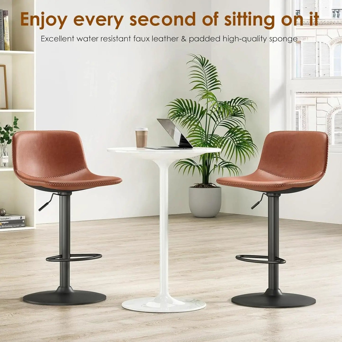 Adjustable Mid Century Swivel Bar Stool Set Of 2 For Kitchen from PriceLows™