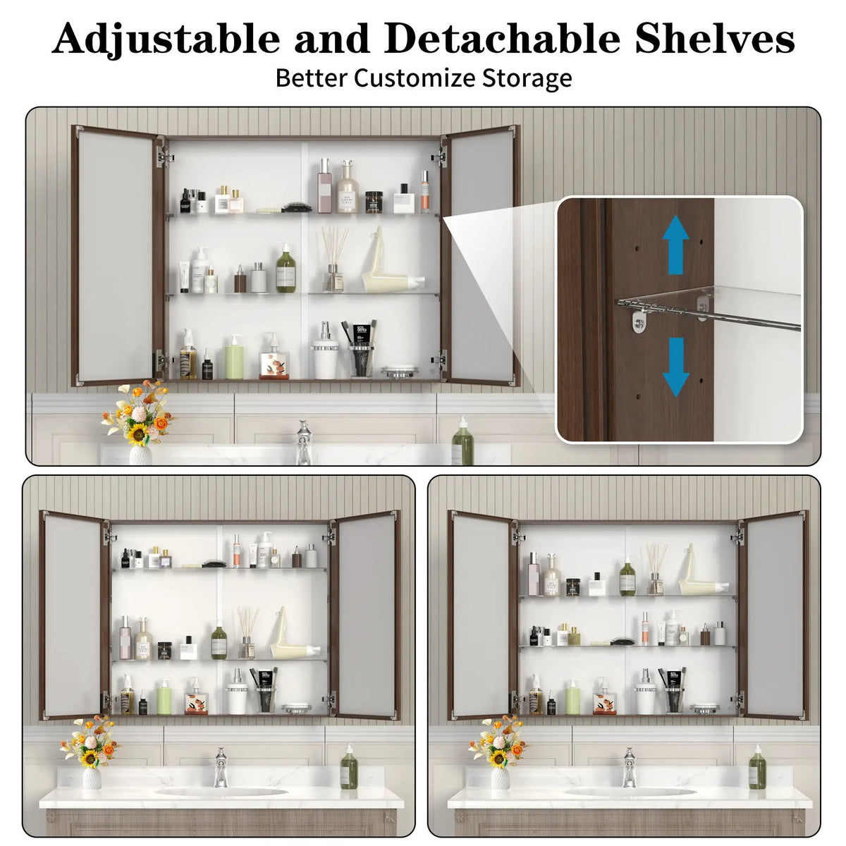 Bathroom Medicine Cabinet | Aluminum Alloy Body | Adjustable Shelves