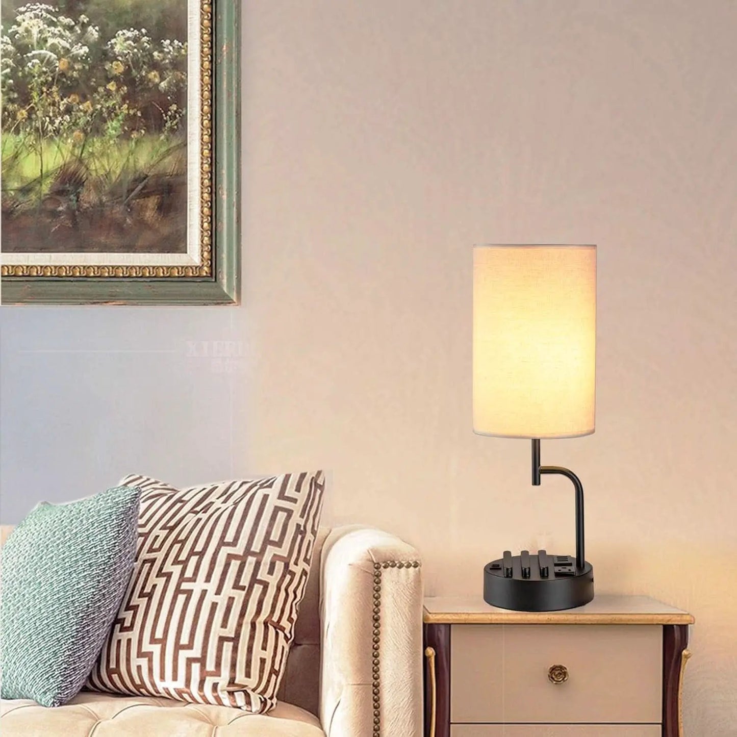 Table Lamp With 3 USB Ports And AC Outlet For Bedroom from PriceLows™