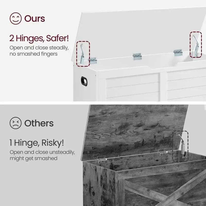 Cloud White LargeCapacity Storage Bench Hinges Chest from PriceLows™