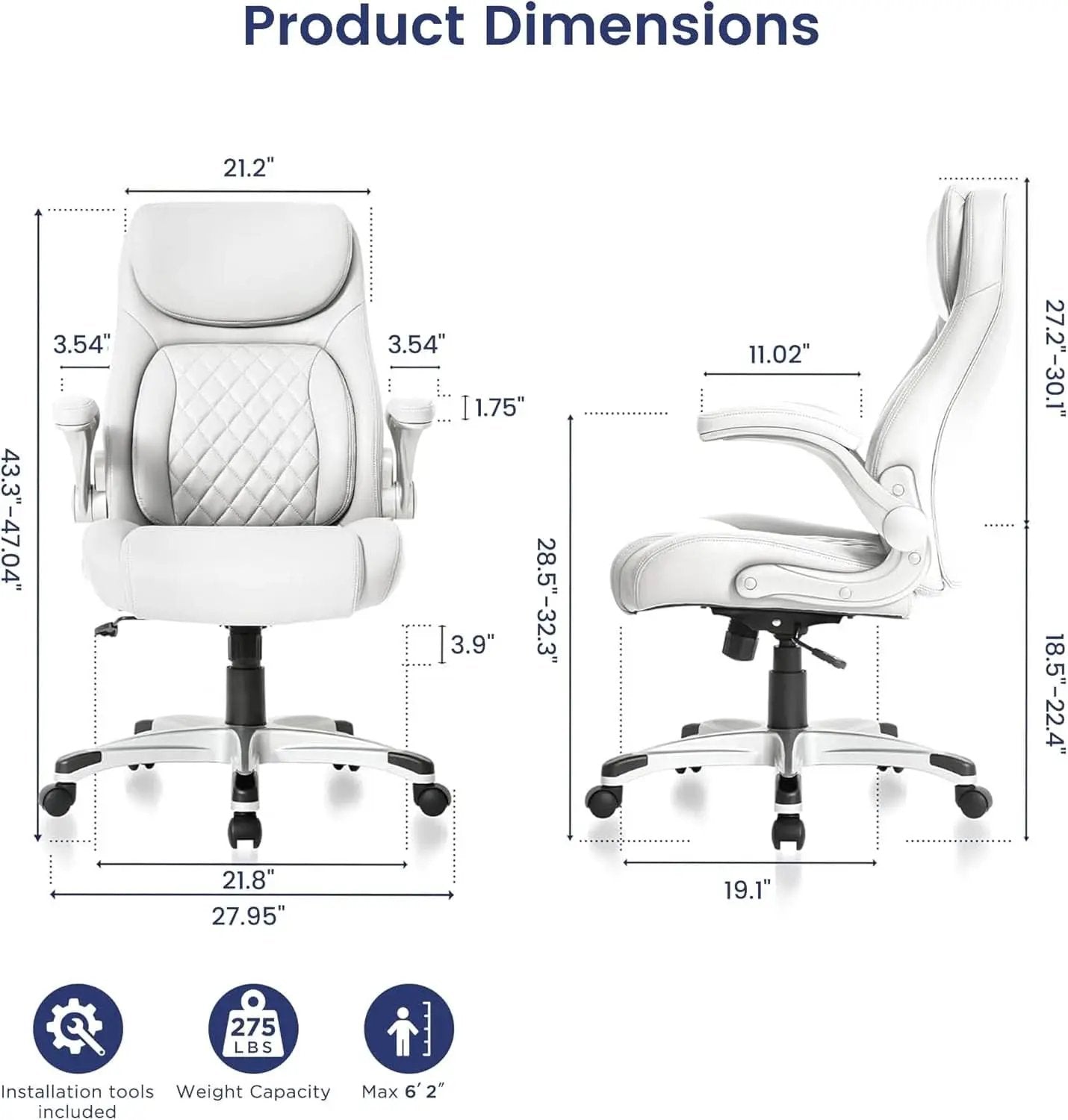 Ergonomic Office Chair With Adjustable Lumbar Support White from PriceLows™