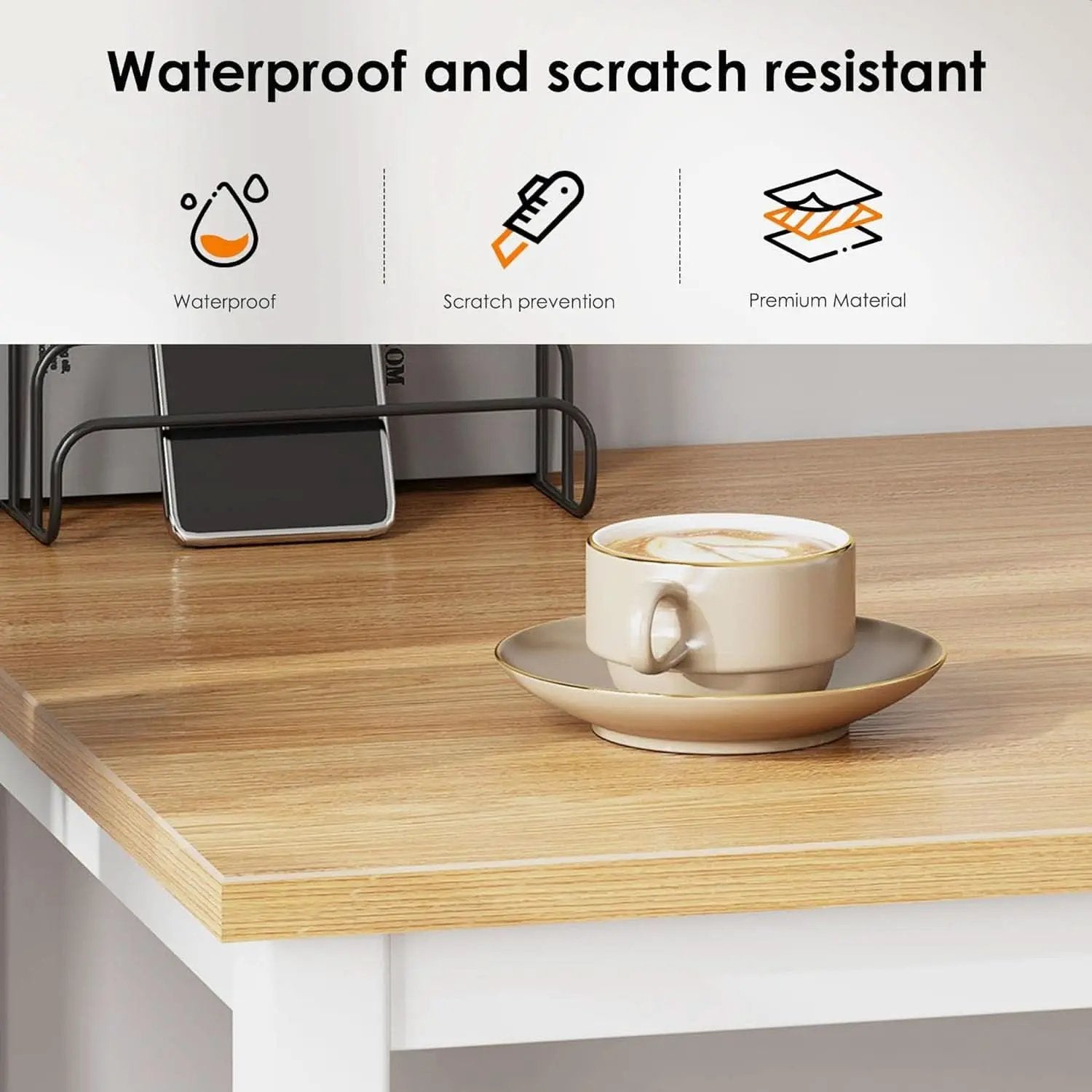 120cm Teak Wood White High Gloss Finish Desk Stability from PriceLows™
