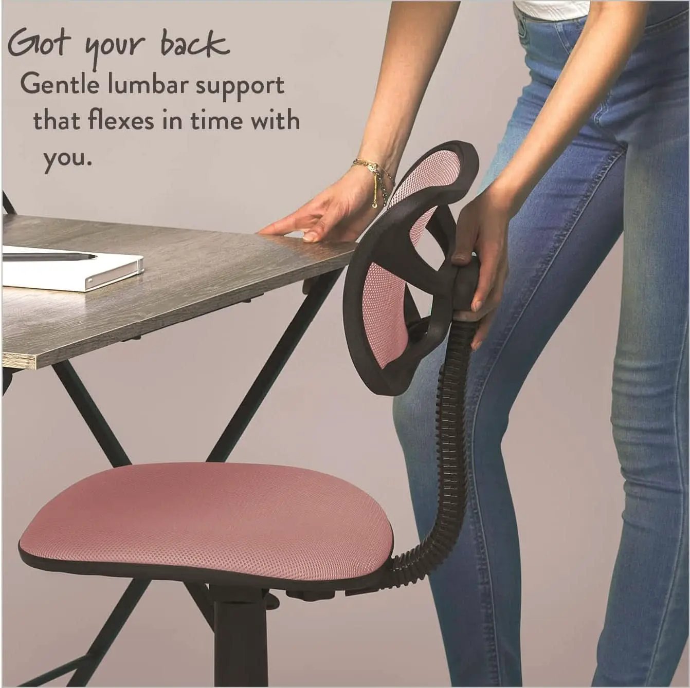 Blush Adjustable Swivel Mesh Desk Chair For Office from PriceLows™