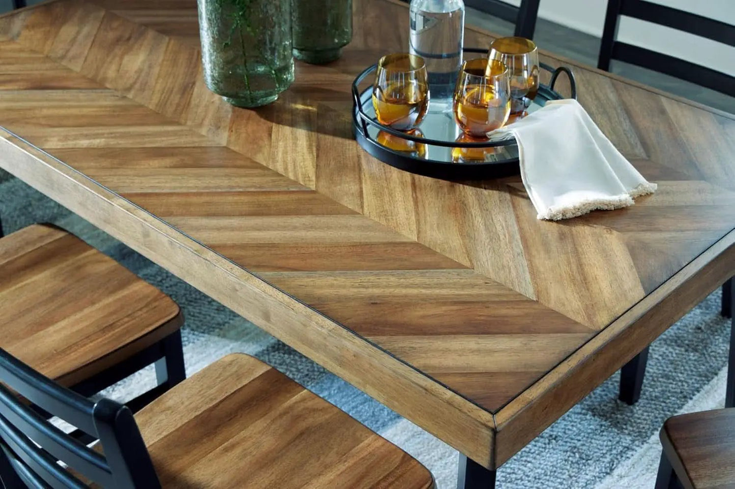 Blondon 60 Inch Solid Wood Dining Set Brown Finish Durable Construction from PriceLows™