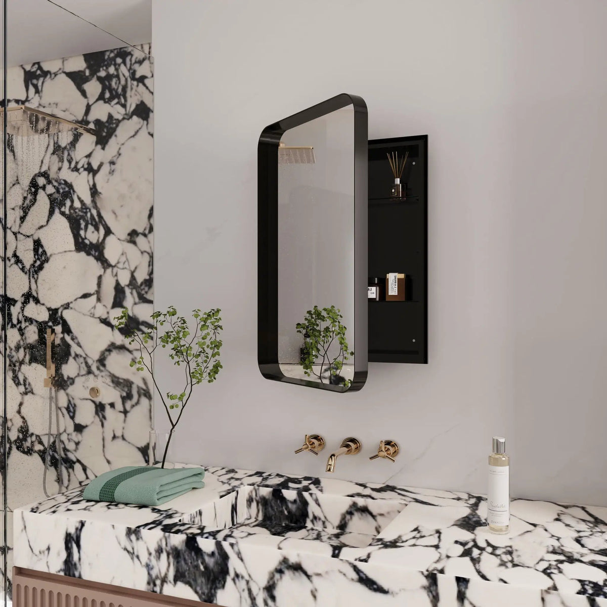 Recessed Medicine Cabinet | Metal Frame | Mirror | Adjustable Shelves