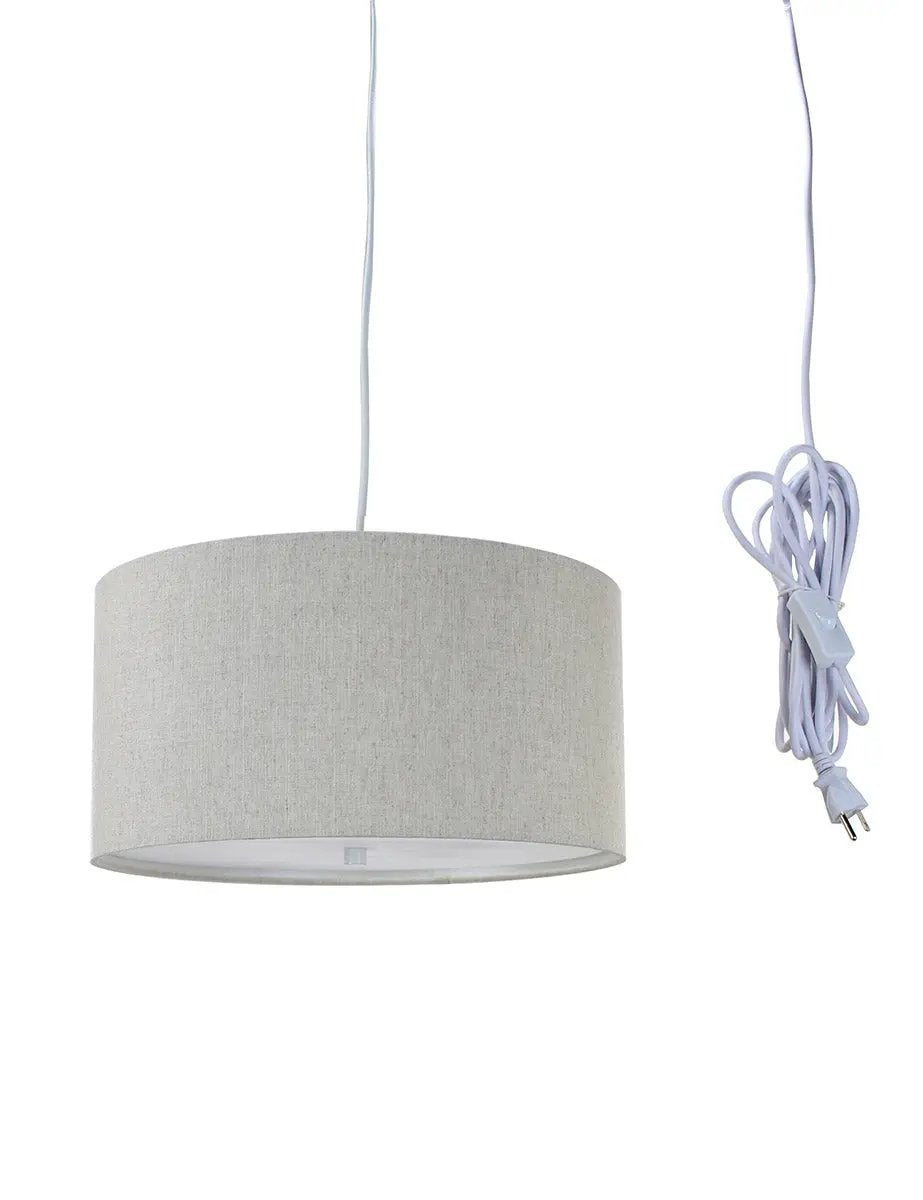 2 Light Swag Pendant | 14 Inch Width | Textured Oatmeal | White Cord
