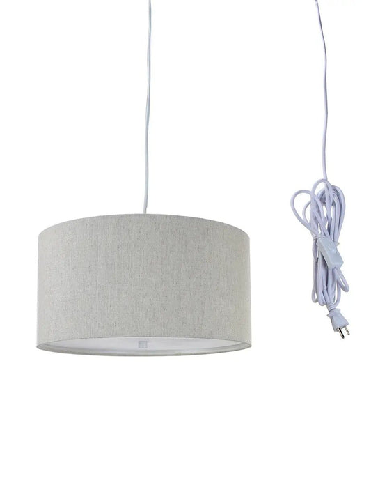 2 Light Swag Pendant | 14 Inch Width | Textured Oatmeal | White Cord