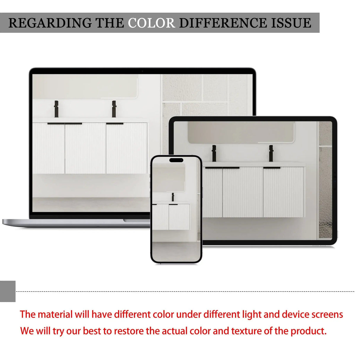 Contemporary Wall Mounted Bathroom Vanity With Resin Double Sink | 6 Pieces | Metal & Plywood | Bathroom