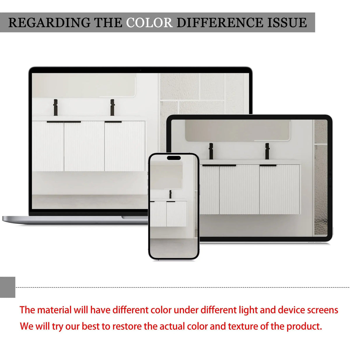 Wall Mounted Bathroom Vanity | Soft Close Doors | Wavy Door Panels