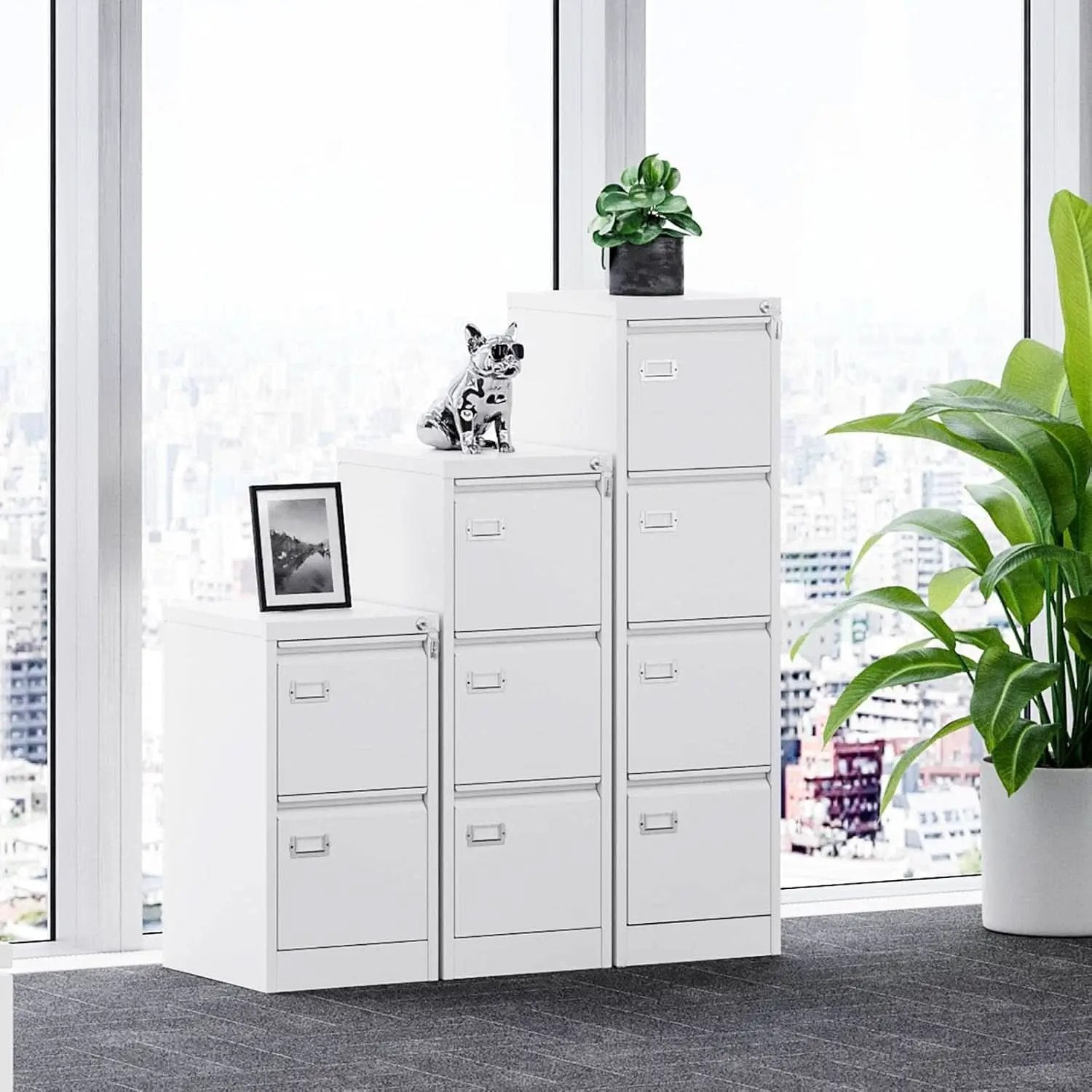 White 4 Drawer Vertical Locking File Cabinet For Office from PriceLows™