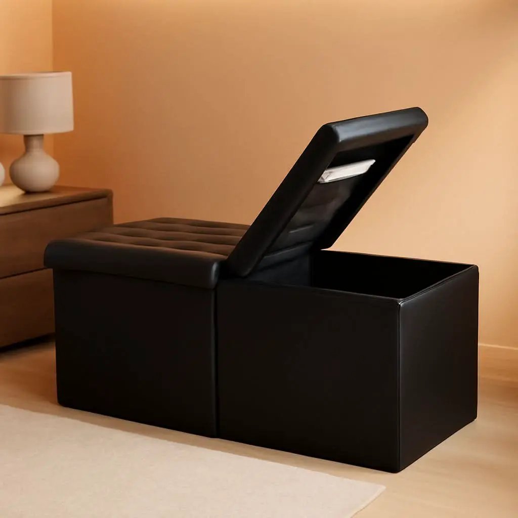 Ottoman With Premium Black Storage 34 Inch Dimension from PriceLows™