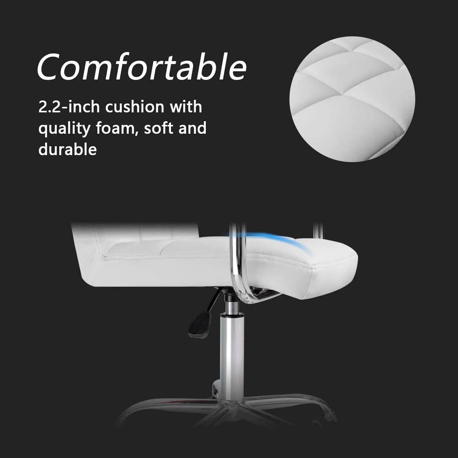 White PU Leather Desk Chair With Wheels Mid Back Office Chair from PriceLows™