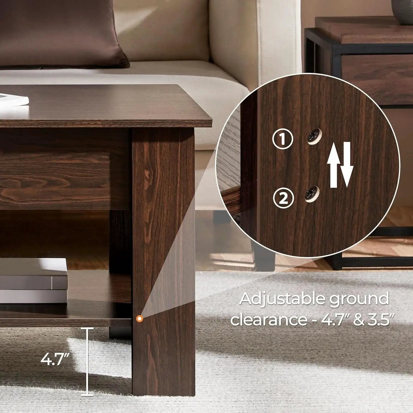 Espresso Lift Top Coffee Table With Hidden Compartment from PriceLows™