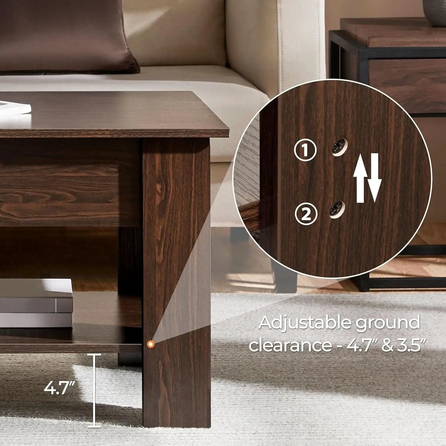Espresso Lift Top Coffee Table With Hidden Compartment from PriceLows™