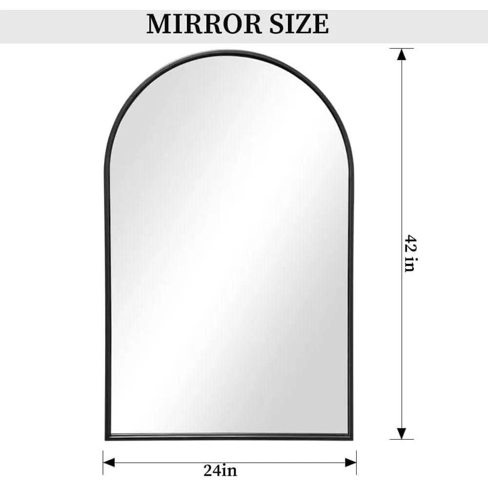 Black Arched Wall Mirror 42x24 Inches With Iron Frame from PriceLows™