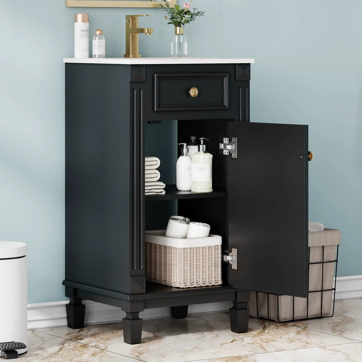 Bathroom Vanity | Solid Wood | Integrated Sink | Soft Closing Doors