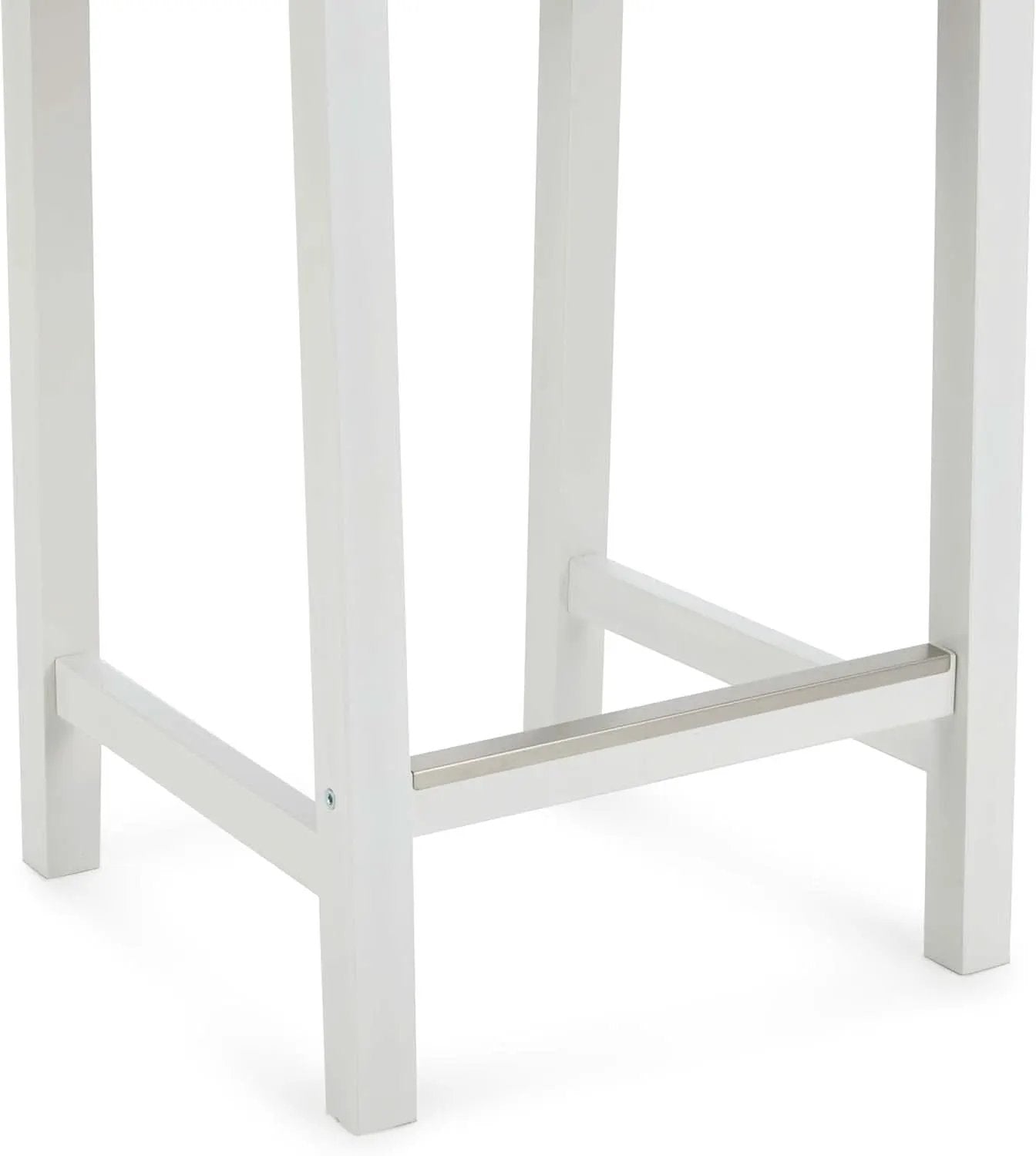 White Wooden Bar Stool With Backrest, Counter Height from PriceLows™