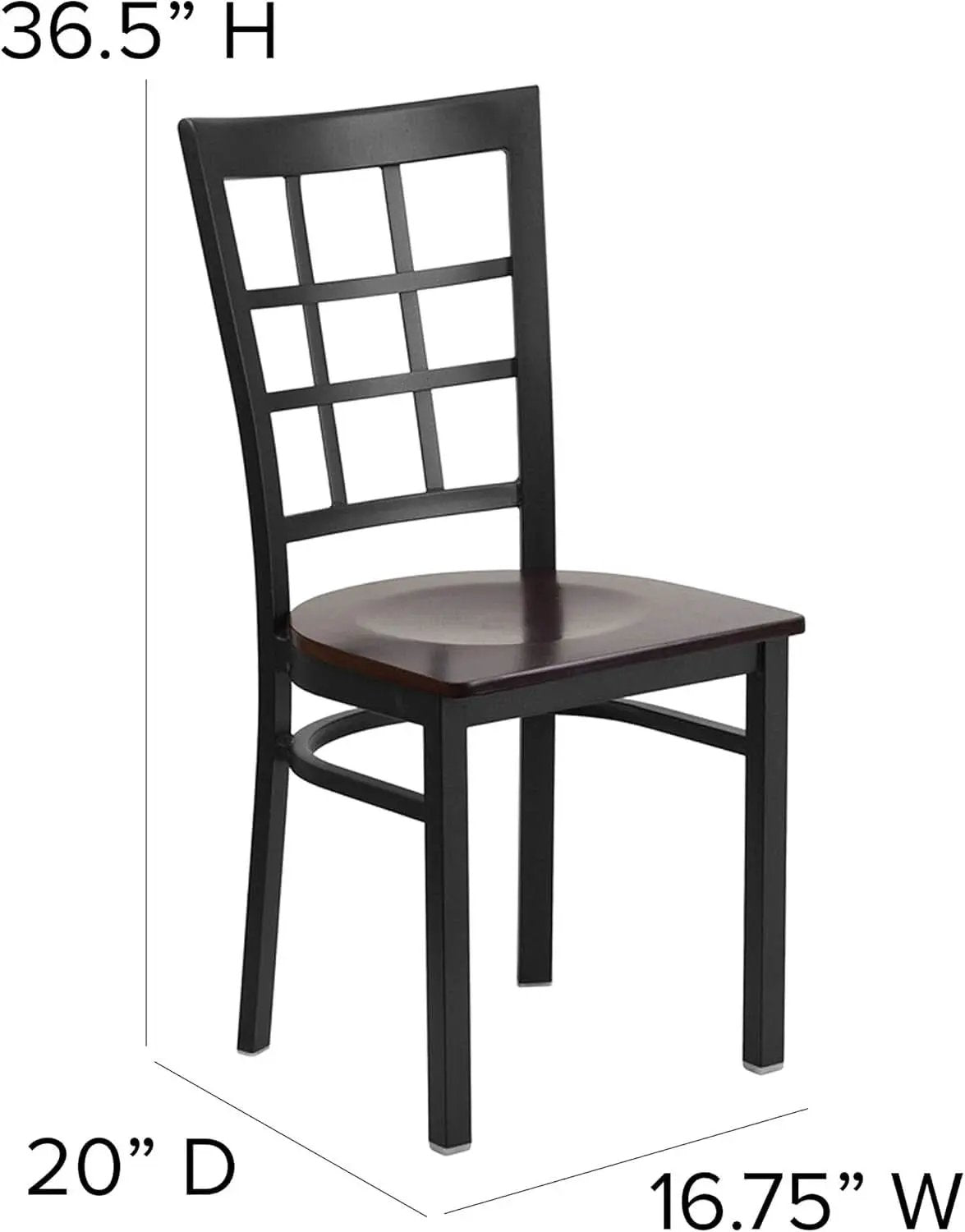 Black Window Back Metal Dining Chair With Walnut Wood Seat from PriceLows™
