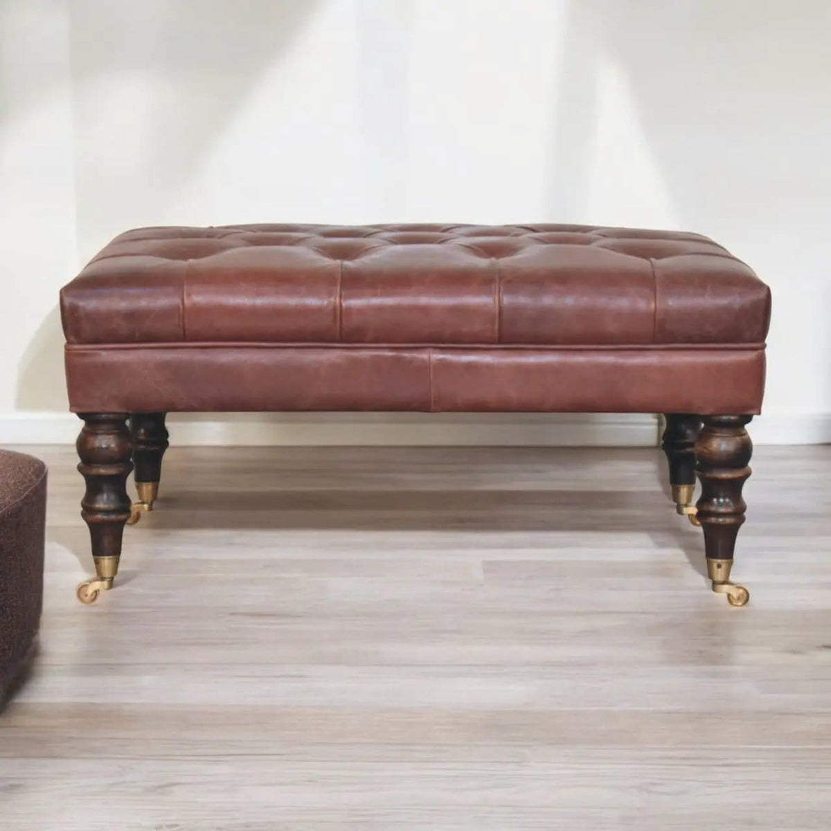 Buffalo Ottoman With Castor Legs | 7 Pieces | Mango Wood | Living Room