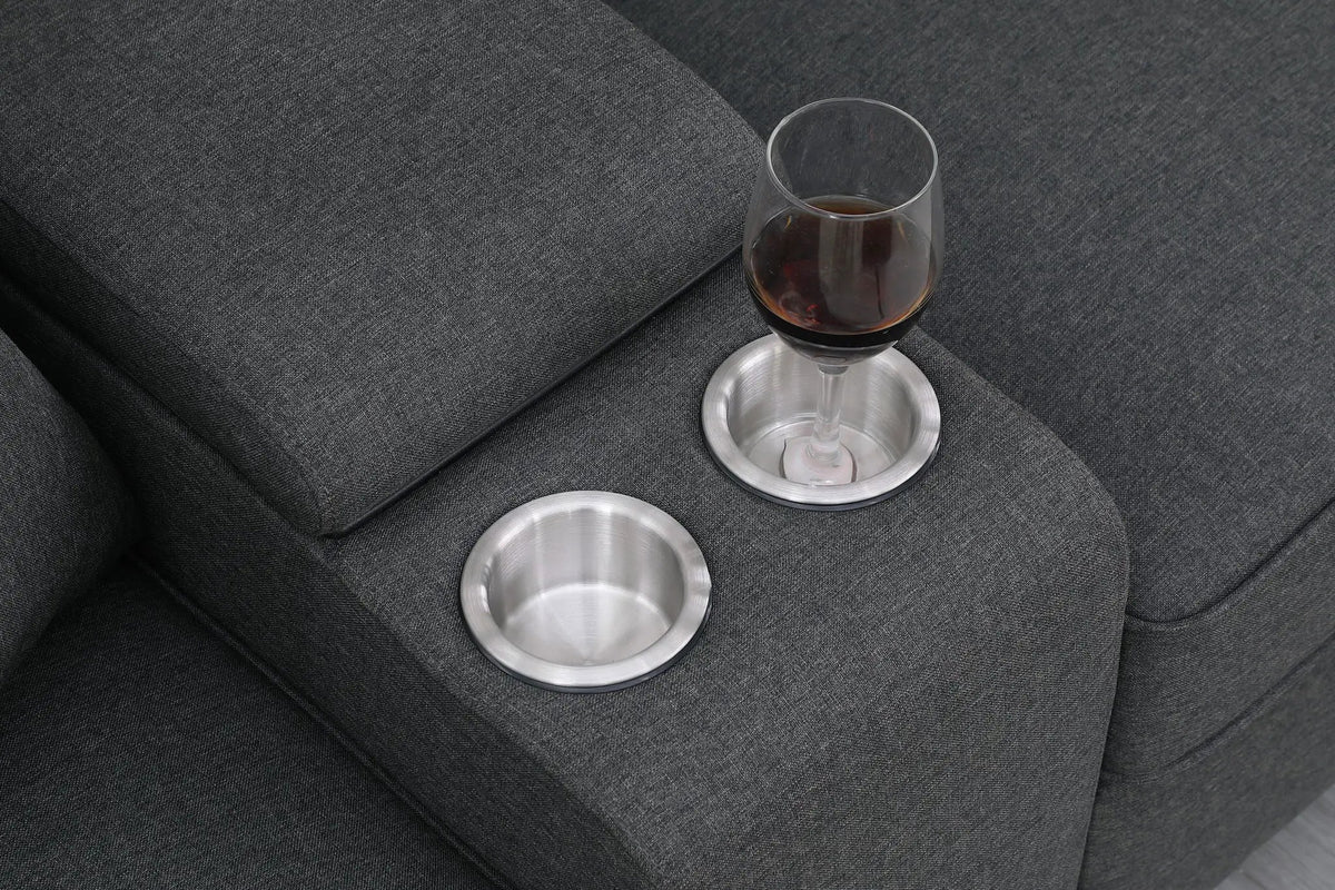 Eric 9-Piece Sectional | Upholstered Design | Ottoman Included | Cupholder Console