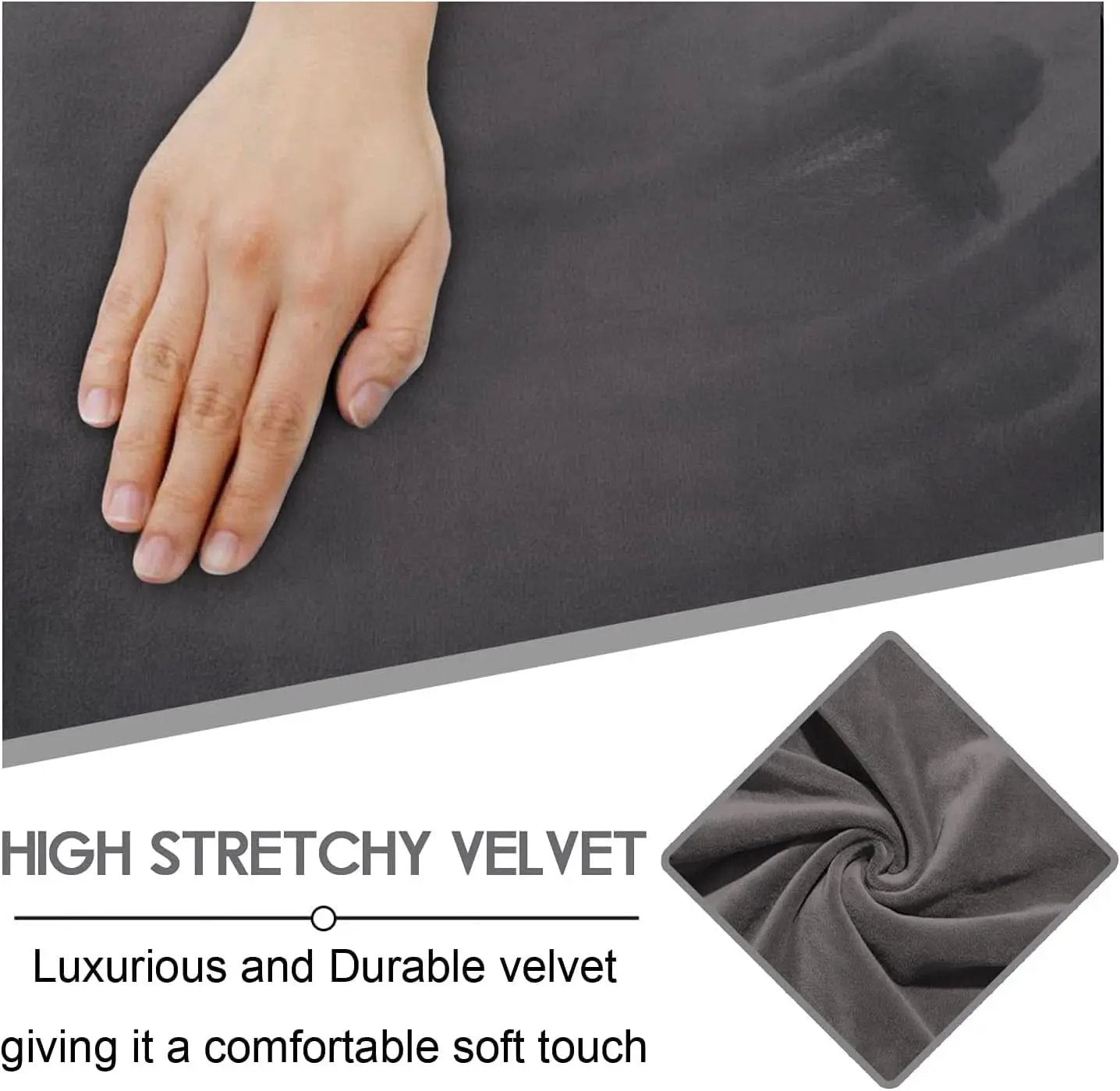 Dark Grey Velvet 8 Piece Reclining Loveseat Slipcover from PriceLows™