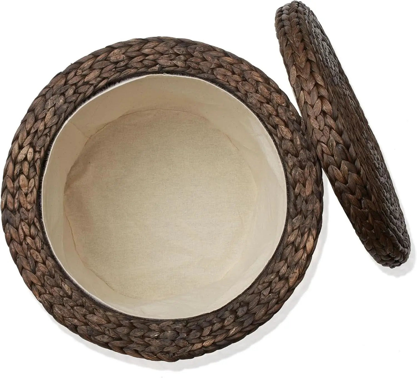Espresso Handwoven Water Hyacinth Seventeen Inch Ottoman from PriceLows™
