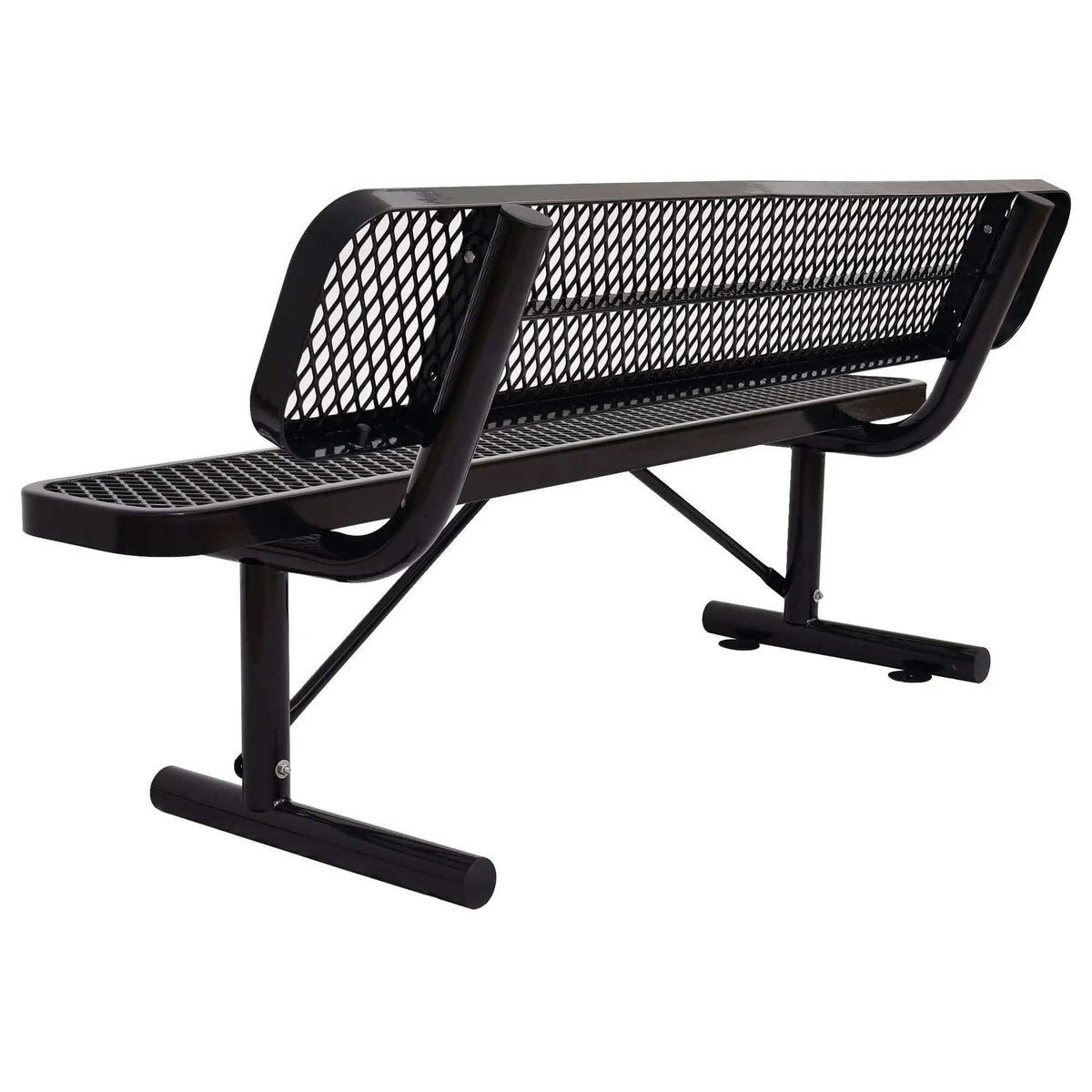 6' Outdoor Steel Bench With Backrest | 5 Pieces | Steel | Outdoor Living