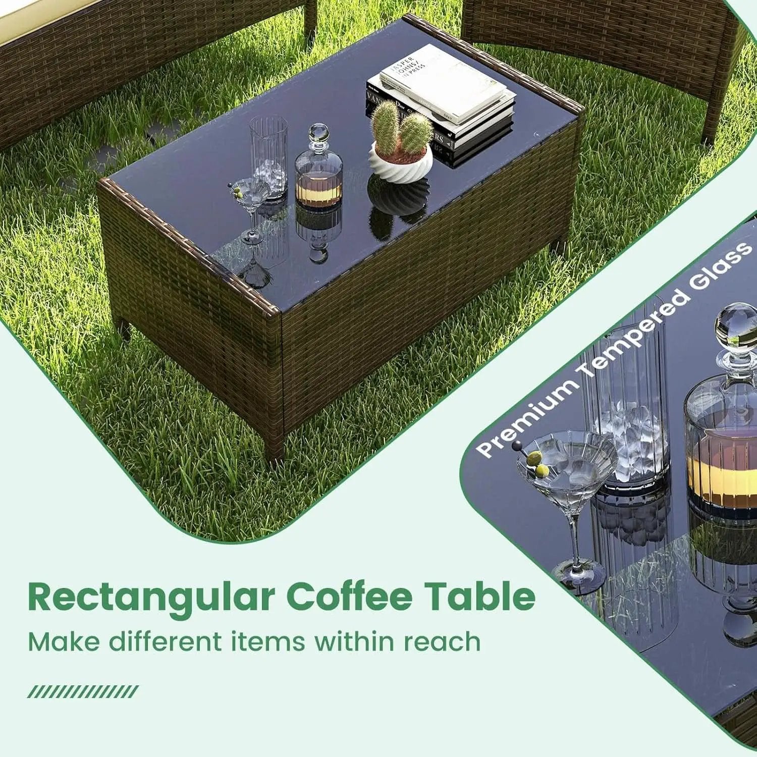 8-Piece Rattan Patio Furniture Set With Cushions from PriceLows™