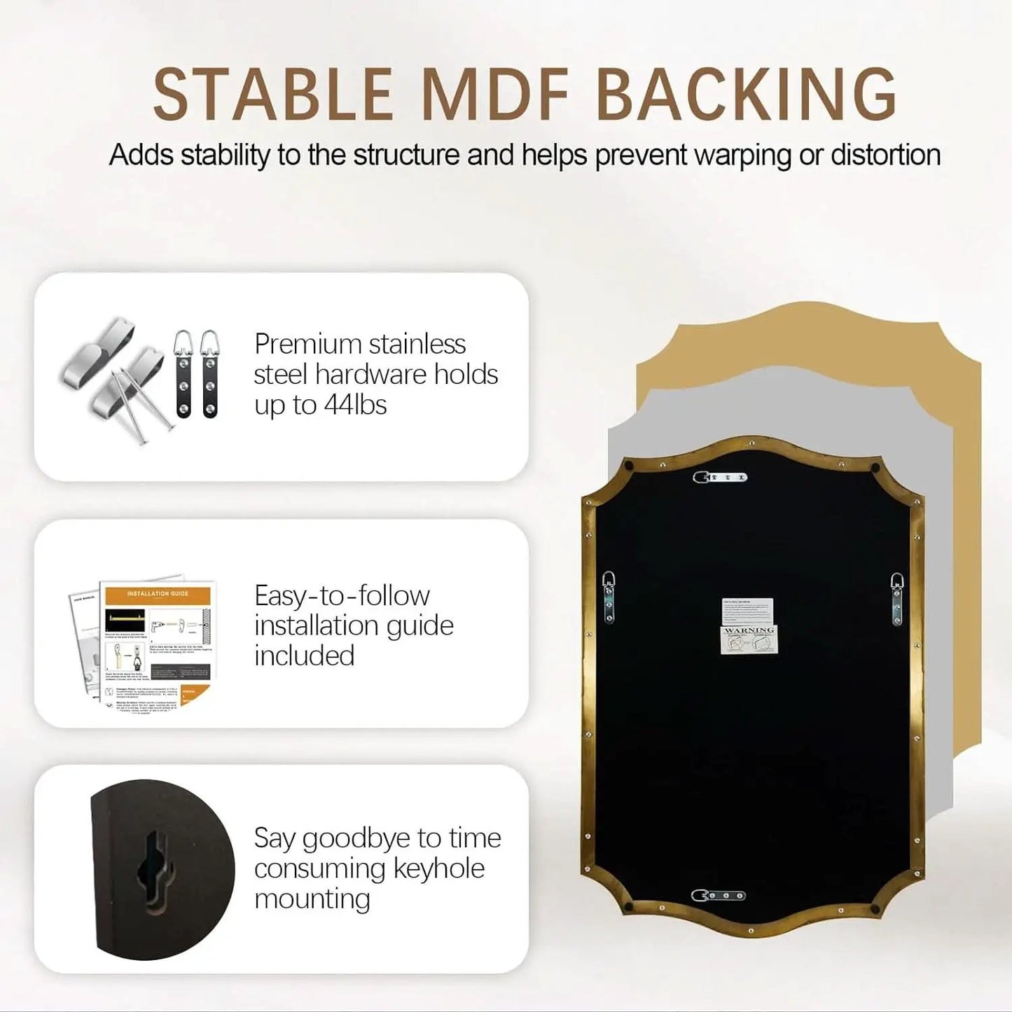 Stainless Steel Wall Mount Vanity Mirror 22x30 Asymmetrical Frame from PriceLows™